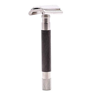 Parker Semi-Slant Safety Razor ? Graphite Finish | Close Shaving Double Edge Razor for Sensitive Skin &amp Coarse Hair | Slanted Precision Head + 5 Platinum DE Blades | Iconic Brand