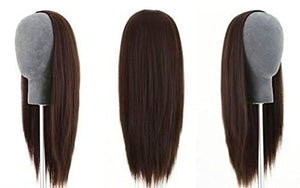 RemeeHi 3/4 Half Wig 100% Indian Remy Human Hair Silky Straight Hair Weft Cap to Choose (#12 Light brown 20 inch)