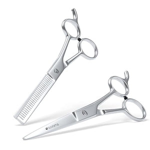 Suvorna 6.5 Professional Hair Scissors Set with Thinning Shears for Hair Dressers Barbers and Professionals - Extremely Sharp Hair Cutting Scissors Set for Thinning Layering and Cutting.