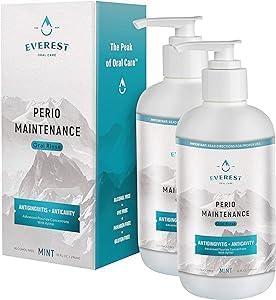 Perio Maintenance Alcohol Free Mouthwash ? Concentrated Mouthwash for Bad Breath Plaque Sensitive Teeth and Gingivitis or Gum Disease - Fresh Mint Flavored Fluoride Rinse Pack of 2 by Everest
