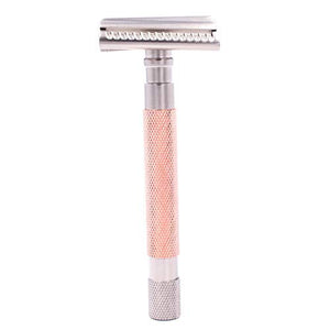 Parker Semi-Slant Safety Razor ? Rose Gold Finish | Elegant DE Razor for Women &amp Men with Sensitive Skin | Slanted Head + 5 Parker Blades for Smooth Results | Iconic Brand