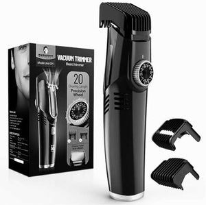SHPAVVER Beard Trimmer for Men: Vacuum Mustache Trimmer IPX7 Waterproof- Rechargeable Electric Beard Cutting Kit with Adjustable Length Comb- Built-in Vacuum for Sideburns