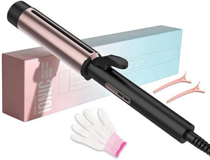 Curling Wand for Long Hair - Ceramic Tourmaline Barrel with 40000000 Negative Ions, Defined Curls and Easy to Use with Temperature Control for All Hair Types,