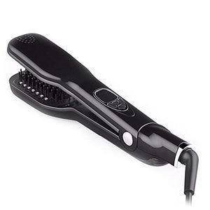 Professional Salon Steam Ceramic Hair Straightener, Best 3D Ion Wet Hair Iron Straightening Brush, Travel Kit Wide Hair Straightener Comb for All Women Hair, Dual Voltag (Black)