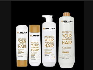 Luxliss Keratin Smoothing Treatment and Keratin Daily Care Shampoo &amp Conditioner Set Professional Results Straightens and Smooths Repair Hair