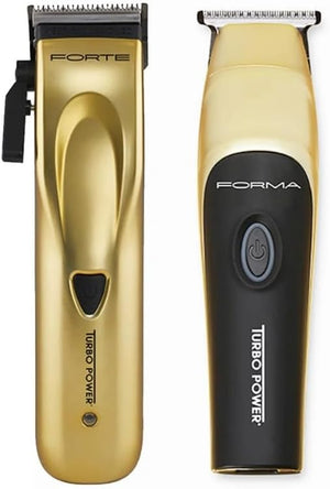 M Hair Designs Turbo Power Forte Clipper and Turbo Power Forma Trimmer Duo | Salon Professional Clipper and Trimmer Set | Professional Trimmer for Precision Clips | Barber Tools for Home &amp Salon U