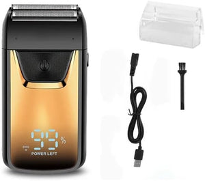 Men's Shaver Electric Shaving Machine Cordless Foil Shaver Bald Shaving Machine Hair Cutting Machine Men's Razor(Gold)