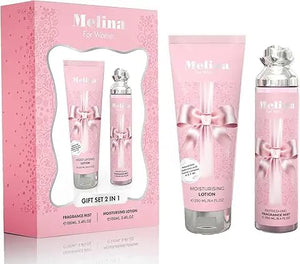 MelinaWomen's Gift Set 2-in-1 Fragrance Mist and Moisturizing Lotion 250 ml Pink