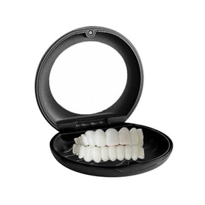 Silicone Gel Snap on Perfect Smile Upper Lower Teeth Tooth Braces White Products with Storage Box, with Mirror (Black Box)