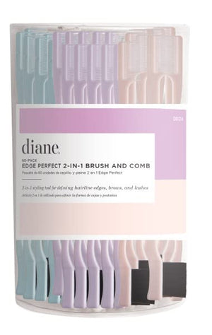 Diane Edge Perfect 2-in-1 Brush and Comb 60-Pack Assorted Colors D8124