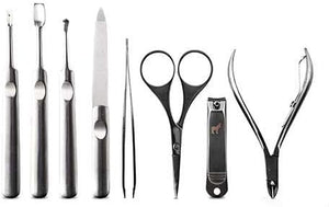 Pete &amp Pedro Men's 8-Piece Stainless Steel Professional Manicure Set For Men &amp Women | Nail Clippers File Cuticle Care Scissors | Leather Travel Case Pedicure Grooming Kit | As Seen on Sh