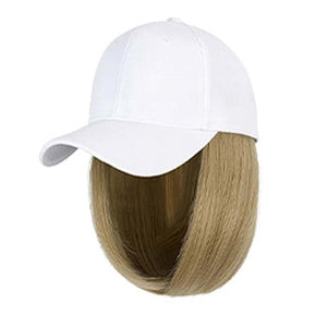 Woman wig Baseball Cap with Hair Extensions Straight Short Bob Hairstyle Adjustable Wig Hat Duck Tongue Hat Wig