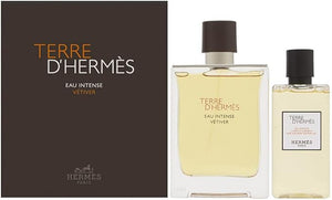 Terre D'Hermes Eau Intense Vetiver by Hermes for Men 2 Piece Set Includes : 3.3 oz Eau de Parfum Spray + 2.7 oz Hair and Body Gel