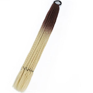 Synthetic Gradient Boxing Braided Ponytail For Girls With Elastic Hair Rubber Bands Hair Accessories Wig Headband Hairpiece