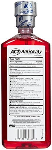 ACT Alcohol Free Anticavity Fluoride Mouthwash, Cinnamon 18 fl oz (Pack of 6)