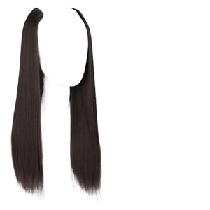 Synthetic Long Straight Hair Extension Piece Fashion Accessories Women's Clip Hair V-shaped Wig Piece(420inches)