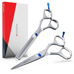 Suvorna Hair Cutting Scissors with Thinning Shears for Hair Cutting | 6.5 Japanese Steel Hair Scissors Professional | Right Hand haircut scissors for Cutting &amp Layering | Hair Shears for Women &a