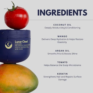 NAVY HAIR CARE Lunar Cloud Hair Mask | Deep Hydration Frizz Control &amp Repair for All Hair Types | Lightweight Treatment with Argan Oil Coconut Oil &amp Keratin | Vegan &amp Cruelty Free | 16 o