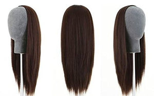RemeeHi 3/4 Half Wig 100% Indian Remy Human Hair Silky Straight Hair Weft Cap to Choose 26 260g #1b Natural Black