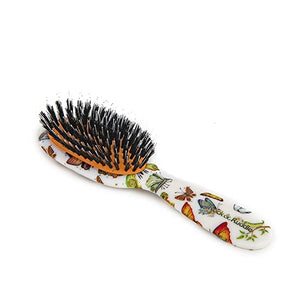 Rock &amp Ruddle Natural Mixed Boar Bristle Hair Brush for Women and Kids (Small 6.9) - Wet or Dry Hair Detangling Smoothing Blowdrying - Designed &amp Made in UK - Butterflies Design