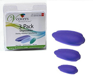 3 Pack, Women's intimate modesty and protection for shaving, waxing and other bikini cosmetic procedures. Assorted Sizes A, B and C in PURPLE.
