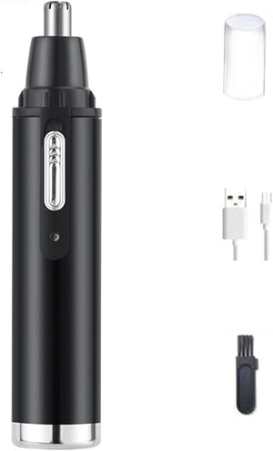 2-in-1 Rechargeable Electric Nose Hair Clipper Unisex Fully Automatic Washable Trimmer with Multi-Kinetic Shaving(Black Single nose hair B)