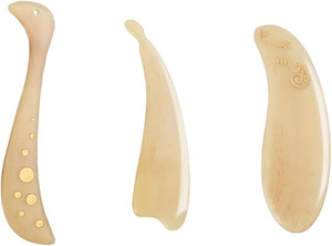 TAN MUJIANG 3-Piece Sheep Horn Gua Sha Set - Massage Tools for Face Neck &amp Body Promotes Circulation &amp Relieves Fatigue