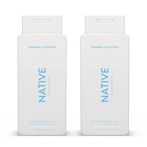 Native Body Wash for Men &amp Women Seasonal | Sulfate Paraben and Dye Free with Naturally Derived Clean Ingredients Leaving Skin Soft and Hydrating Powder &amp Cotton 18 oz - 2 Pk