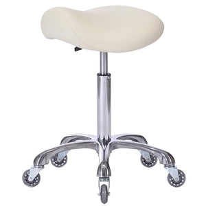 Professional Saddle Stool with Wheels Ergonomic Swivel Rolling Height Adjustable for Clinic Dentist Beauty Salon Tattoo Home Office (Beige)