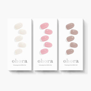 ohora Bundle Set (Daily Trio) - N Cream Cotton, N Pink, N Beige Semi-Cured Gel Nail Strips, Works with Any UV/LED Lamps, Salon-Quality, Long Lasting, Easy to Apply &amp; Remove