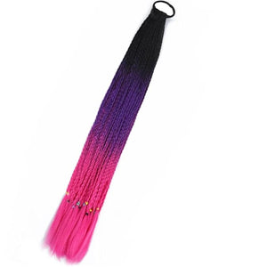 Synthetic Gradient Boxing Braided Ponytail For Girls With Elastic Hair Rubber Bands Hair Accessories Wig Headband Hairpiece