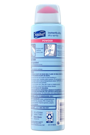 Suave Dry Spray Antiperspirant Deodorant For Quick and Easy Sweat Protection Powder Fresh 48 hour Protection 3.8 OZ 12 Count
