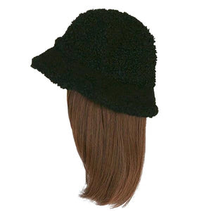 Women's Winter Lambs Wool Bucket Hat with Fisherman's Cap Sun Visor and Straight Hair Wig