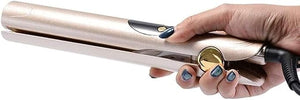Two-in-one Curling Iron 160-230¡É Adjustable Temperature Curling Iron Led Display Curling Tongs-Gold for Hair Styling Hair Straightners Curling Irons H (Gold One Size)