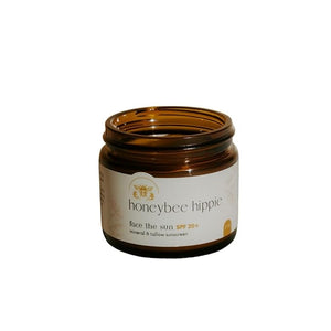 Honeybee Hippie Face the Sun Natural Mineral and Tallow Sunscreen with SPF 20+ Non-Nano Zinc Oxide Antioxidant-Rich Formula