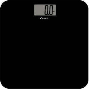 Escali Digital Glass Bath Scale for Body Weight Bathroom Body Scale High Capacity of 400 lb Battery Included Slim Black