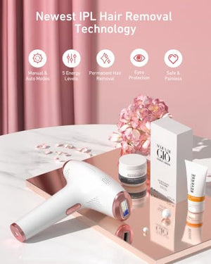 Hair Removal Device IPL Hair Removal Laser Hair Removal for Women and Men 999999 Flashes Permanent for Facial Facial Legs Arms Bikini Line Whole Body Use at-Home(Model: TFDA06S-A)