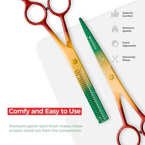 Suvorna 6.5¡È Professional Hair Cutting Scissors with Thinning Shears for Hair Cutting &amp Trimming? Stainless Steel Haircut Scissors for Professionals &amp Homeuse - Hair Shears for Women &amp Men