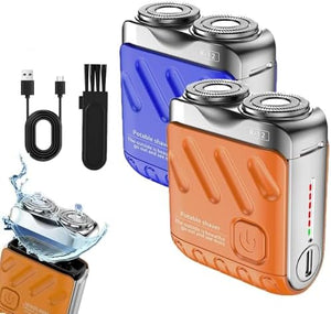 Portable Rotary Dual Ring Electric ShaverMini Dual-Head Electric ShaverWashable Double Head RazorPortable Shavers for Home and Travel (A-2PCS)