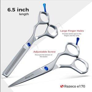 Suvorna Hair Cutting Scissors with Thinning Shears for Hair Cutting | 6.5 Japanese Steel Hair Scissors Professional | Right Hand haircut scissors for Cutting &amp Layering | Hair Shears for Women &a