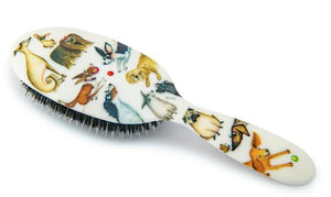 Rock &amp Ruddle Natural Mixed Boar Bristle Hair Brush for Women and Kids (Small/Travel Size 17.5cm) - Perfect for Wet or Dry Hair Detangling Smoothing Blowdrying - Made in UK - Darling Dogs