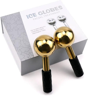 Globes for Facials, Cooling Roller for Face, Cryo Sticks Massager for Face Neck &amp; Eyes, Cold Roller Skin Care for face Puffiness, Dark Circles, Wrinkles, Collagen Production (Gold)