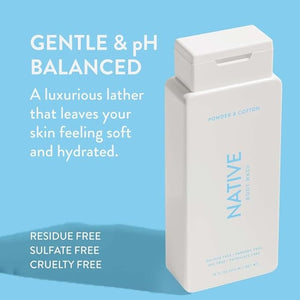 Native Body Wash for Men &amp Women Seasonal | Sulfate Paraben and Dye Free with Naturally Derived Clean Ingredients Leaving Skin Soft and Hydrating Powder &amp Cotton 18 oz - 2 Pk