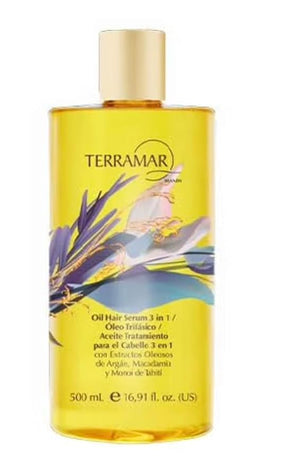 Terramar 3-in-1 Hair Oil with Argan Macadamia and Monoi Extracts Smoothing and Hydrating Serum (Jumbo - 1691 Fl Oz)