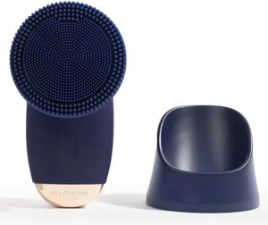 SoniGlow Silicone Facial Cleansing Brush ? Electric Vibrating Skincare Scrubber Tool for Deep Pore Cleansing Gentle Massage Makeup Removal Waterproof and Rechargeable (Navy)