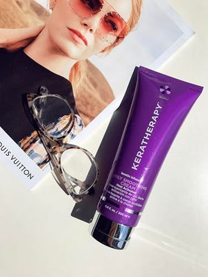 KERATHERAPY Daily Smoothing Cream 6.8 fl. oz. 200 ml - Keratin Infused Smoothing Cream for Blowouts with Collagen Jojoba Oil Wheat &amp Argan Oil