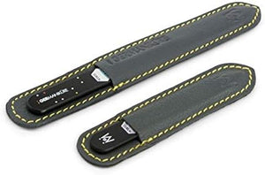 GERMANIKURE 2 Pc Black Glass Nail File Set with Suede Sleeves - Fingernail File &amp Small Travel Nail File - Professional Manicure &amp Pedicure Kit for Natural Nails - Ethically Made in Czech Repu