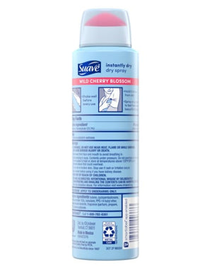 Suave Spray Deodorant Woman Wild Cherry Blossom deodorant women spray Antiperspirant 48-Hour Odor &amp Wetness Protection 3.8 Oz (Pack 12)