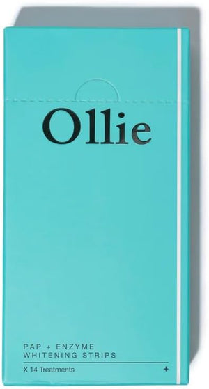 Ollie Enzy Sensitive Teeth whitening Strips (Hydrogen Peroxide-Free) 14 Treatments of Professional Teeth Whitener with Enzyme Whitening Technology ft. Hydroxyapatite Pap &amp Tannase Enzyme