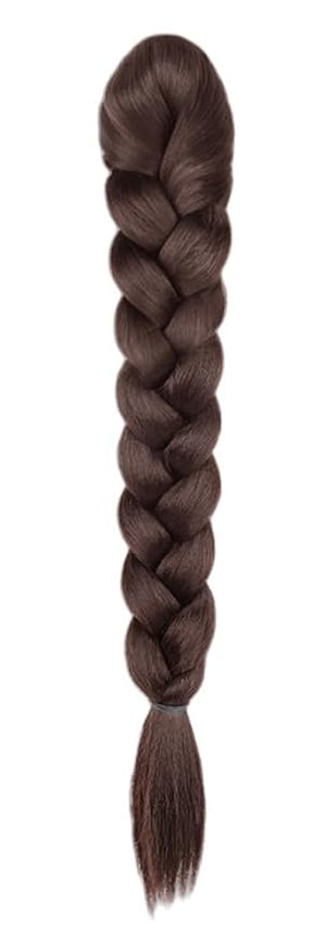 Ponytail Extension Claw Clip in Braided Ponytail Hair Extensions Synthetic Braids Pony Tail Hairpiece for Women (Nut Brown)